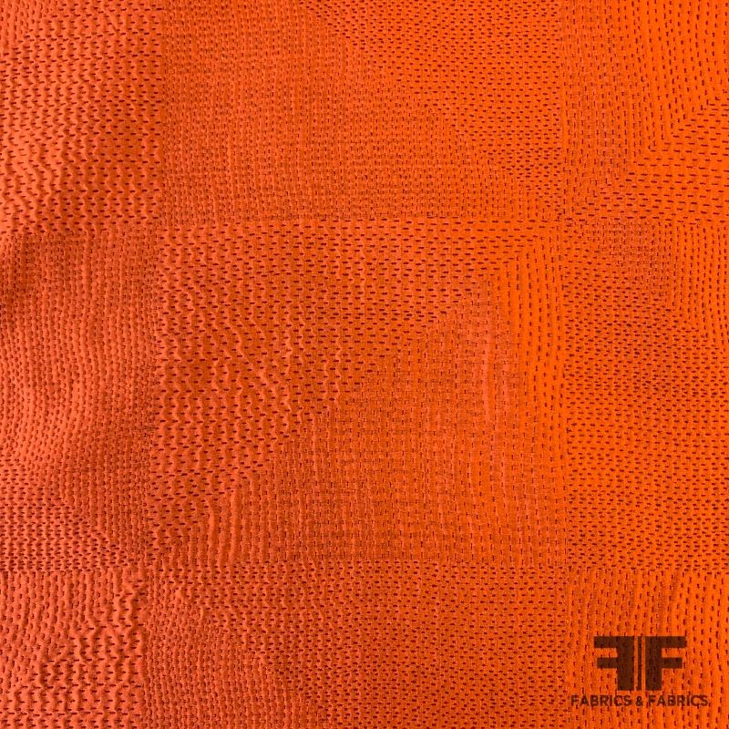 Top-Stitched / Quilted Silk Jacquard – Blood Orange Fabric by the Yard