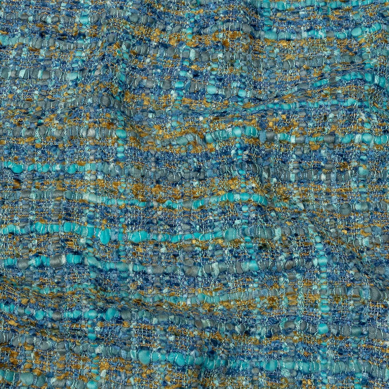 Viscose and Acrylic Chenille Tweed – Blue, Mustard and Arctic Green – Newcastle Collection