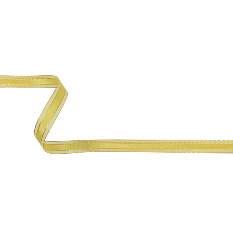 Yellow Woven Ribbon with Sheer Organza Borders – 0.5″