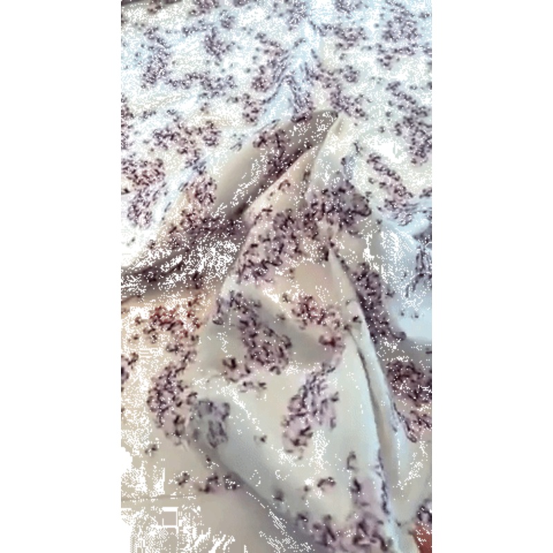 Clustered Floral Printed Cotton and Silk Faille – White / Lilac / Grape Purple Fabric by the Yard
