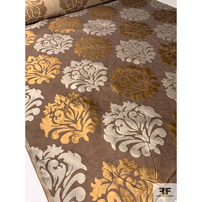 Damask-Like Regal Jacquard Brocade – Brown / Copper Fabric by the Yard