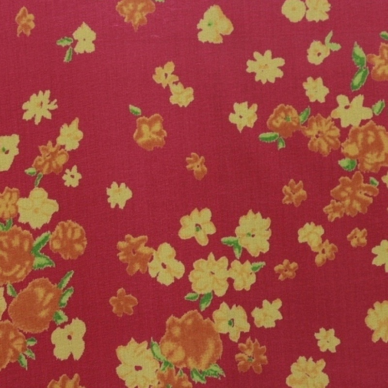 Floral Printed Silk Chiffon – Magenta/Orange/Yellow Fabric by the Yard