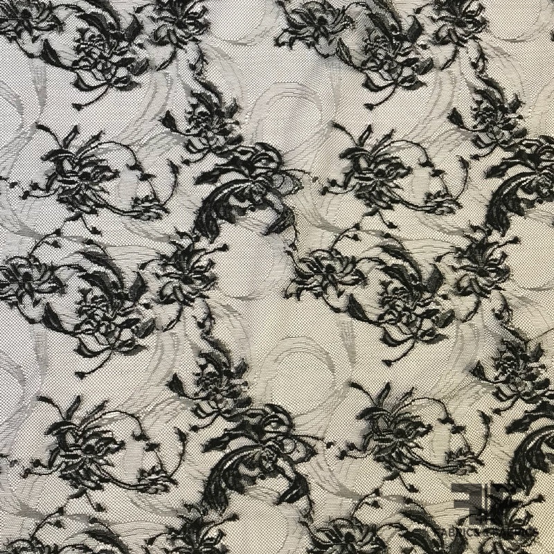 French Fine Chantilly Lace – Black Fabric by the Yard