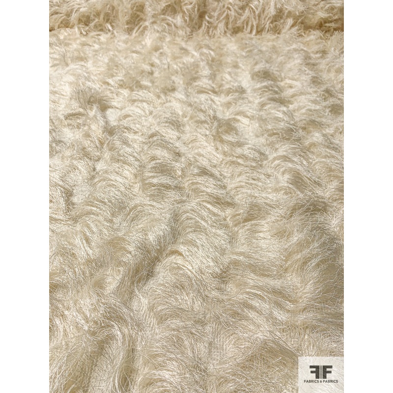 Shaggy Fringe on Mesh Knit – Cream Fabric by the Yard