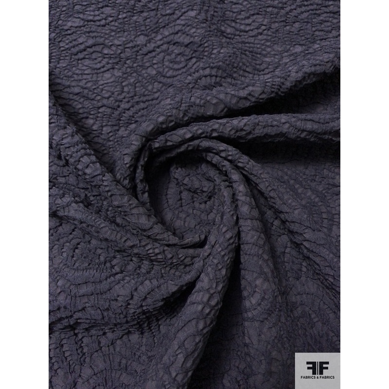 Textured Stretch Brocade – Navy Plum Fabric by the Yard