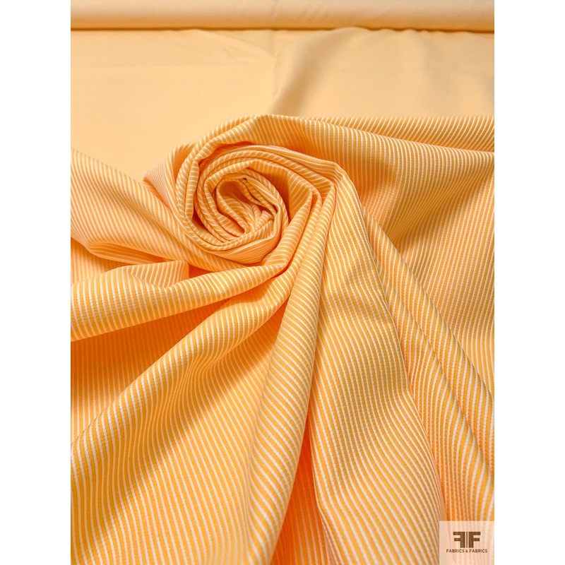 Yarn-Dyed Vertical Striped Ottomon-Pique Brocade – Marigold / White Fabric by the Yard