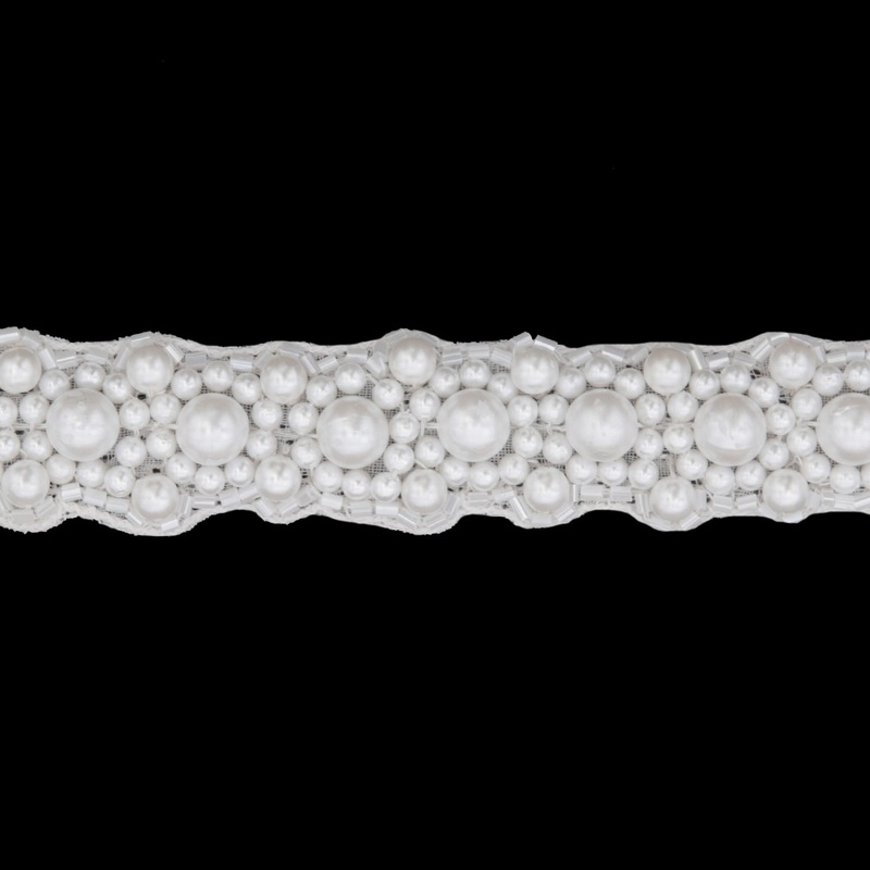 1″ Pearl White Beaded Trim