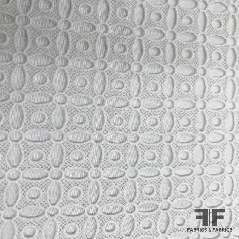 Cotton Eyelet Guipure Lace – White Fabric by the Yard