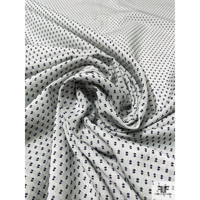 Dot Stitched Cotton Shirting – Off-White / Dark Purple Fabric by the Yard
