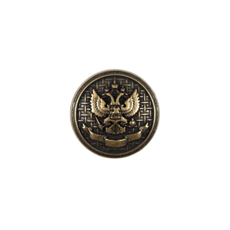 Italian Antique Gold Button with Double-Headed Eagle Emblem – 24L/15mm