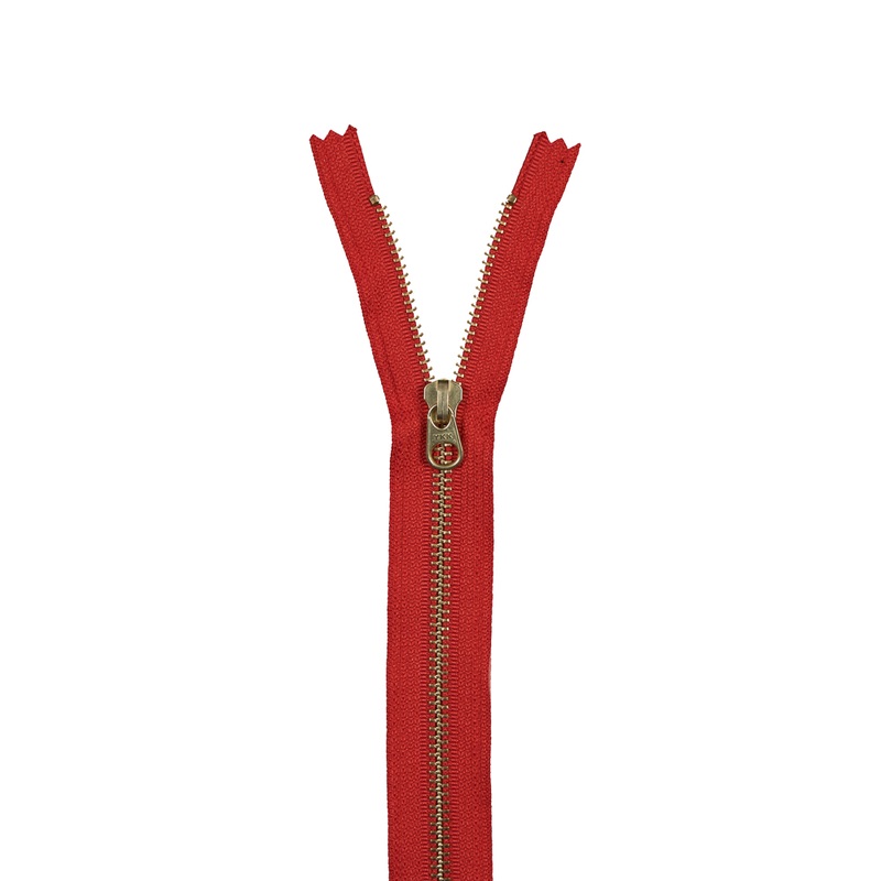 Metal Closed Bottom Zipper with Gold Teeth 9″ – Burnt Orange