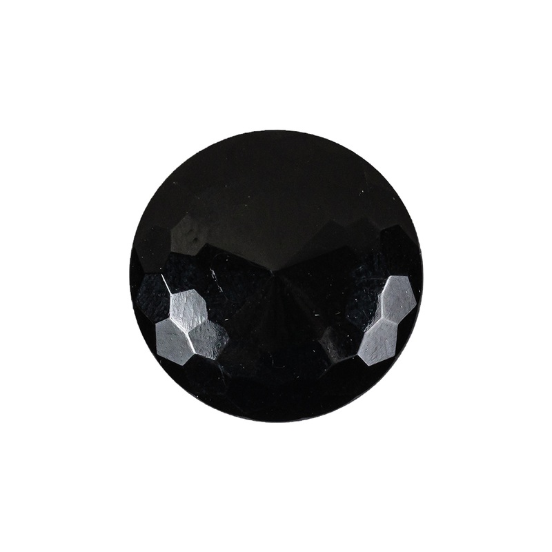 Vintage Jet Faceted Shank Back Glass Button – 35L/22mm