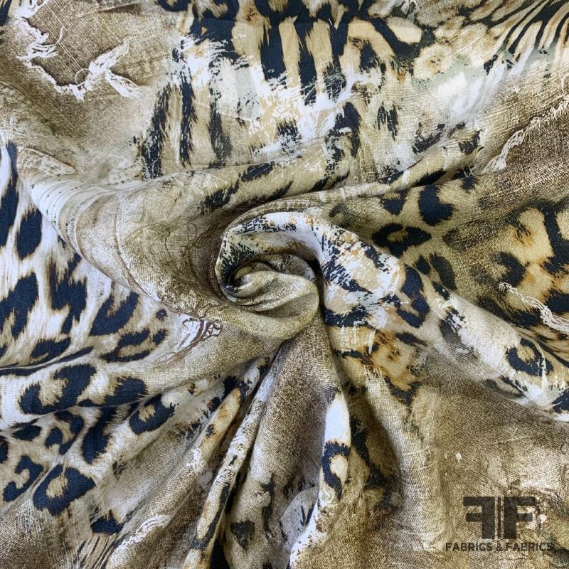 Cheetah/Jean Printed Linen – Beige/Brown Fabric by the Yard