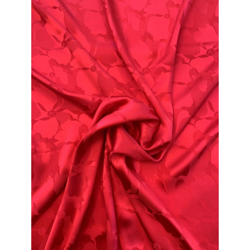 Floral Silk Jacquard – Lipstick Red Fabric by the Yard