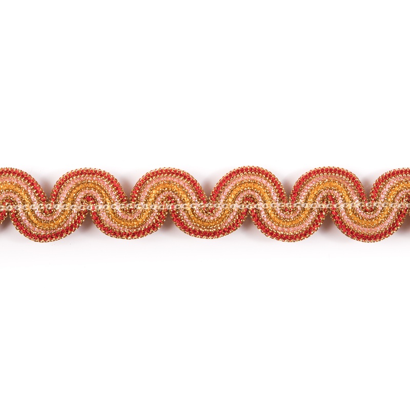 Metallic Gold/Red Braided Ric Rac – 1″