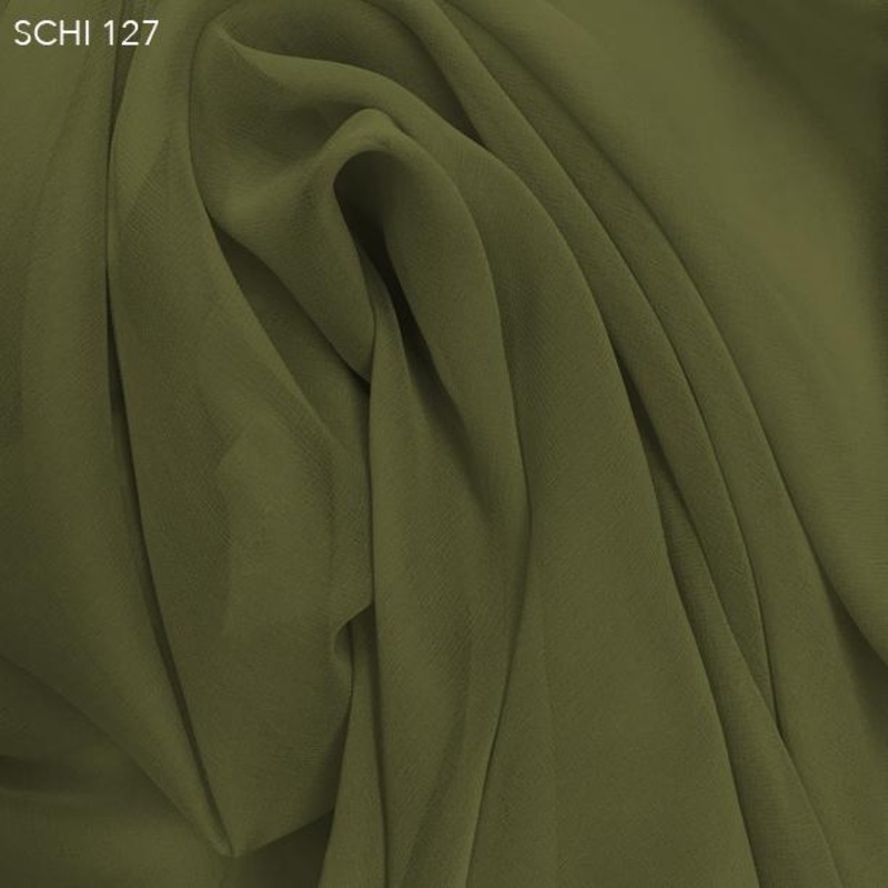 Silk Chiffon – Khaki Green Fabric by the Yard