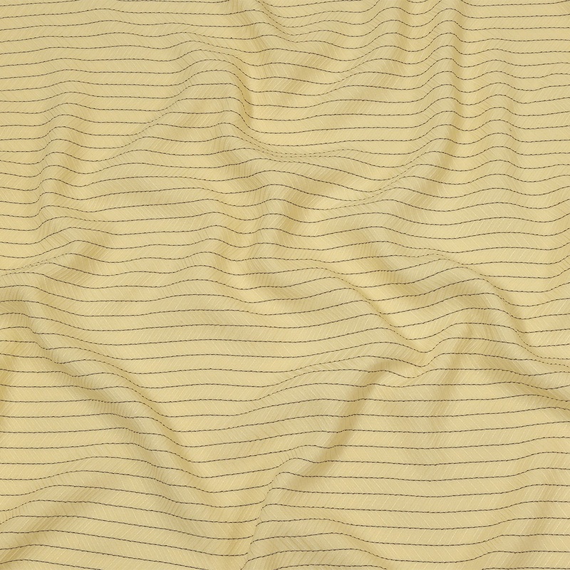 The Row Italian Banana and Brown Herringbone Stripe Viscose and Polyester Woven