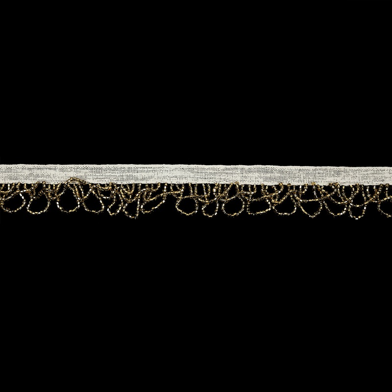 Vintage Gold Small Looped Bugle Beaded Fringe – 1″