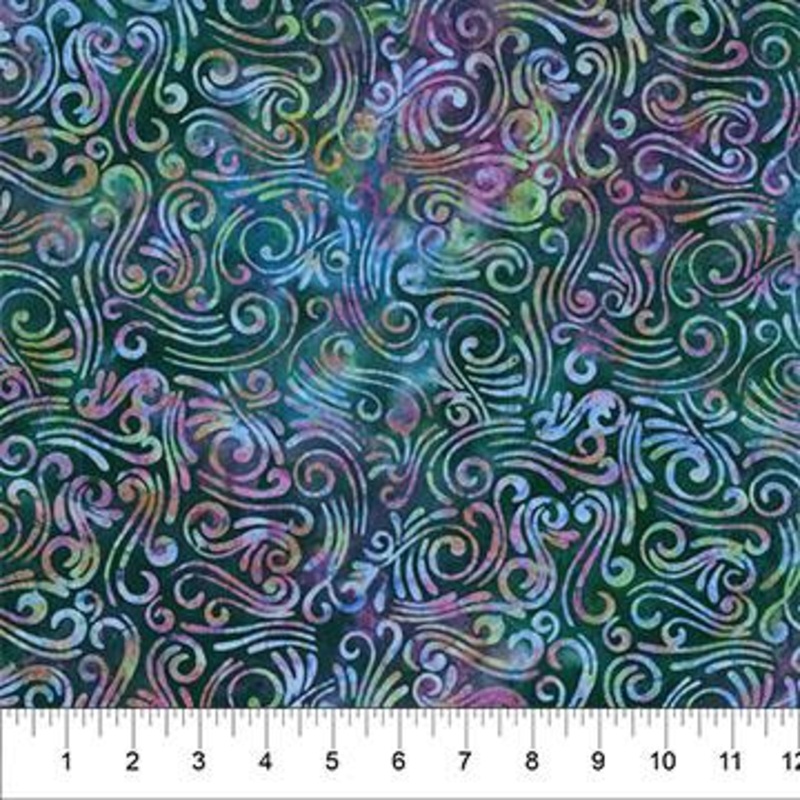 WideBack 108″ Swirls II batik – multi coloured swirls on dark background B83540-46