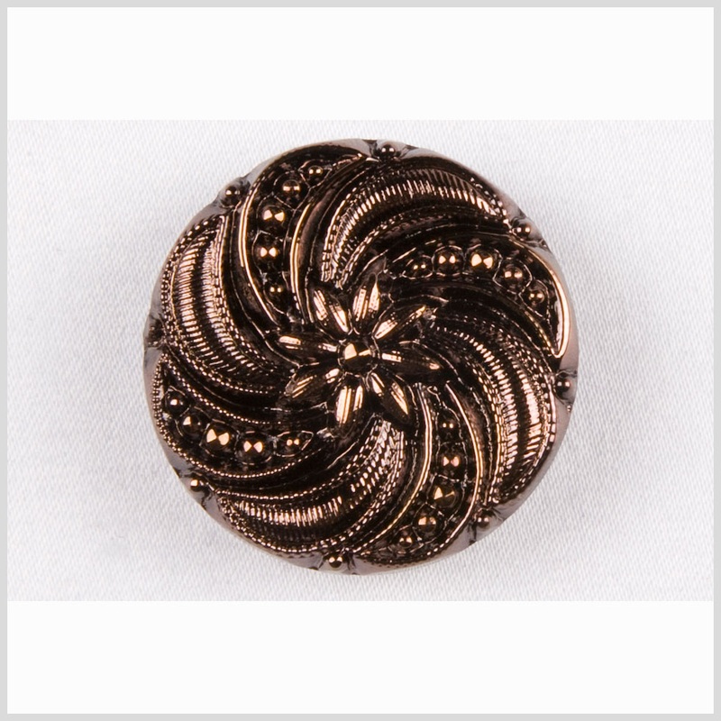 Copper Floral and Swirl Glass Button – 44L/28mm
