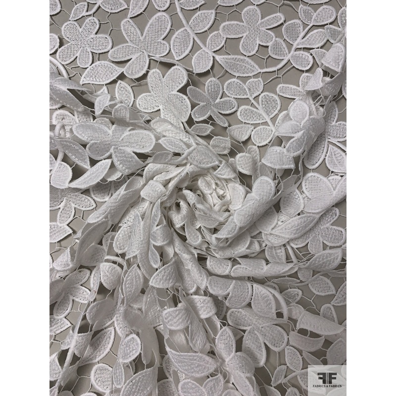 Floral Vines Guipure Lace – Off-White Fabric by the Yard