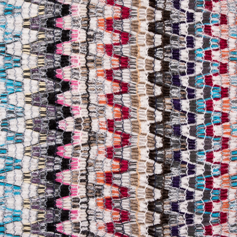 Italian Blue/Red/Gray Multicolored Soft Flamestitch Wool Knit