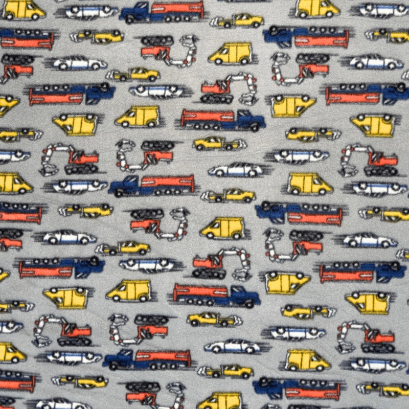 Printed Polar Fleece Cars & Trucks Grey