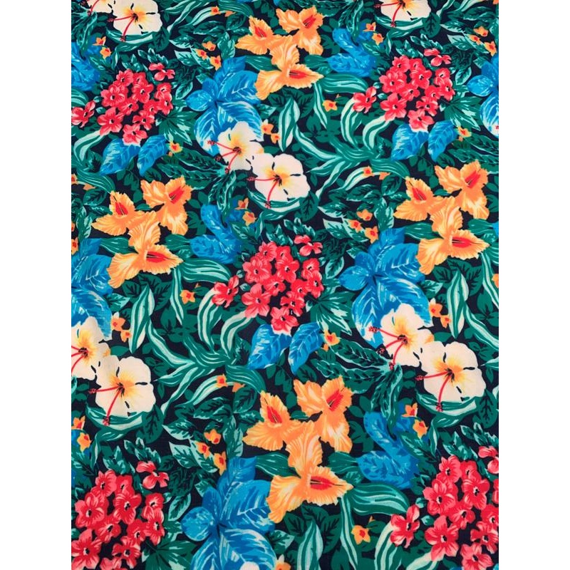 Tropical Floral Printed Cotton Lawn – Multicolor Fabric by the Yard