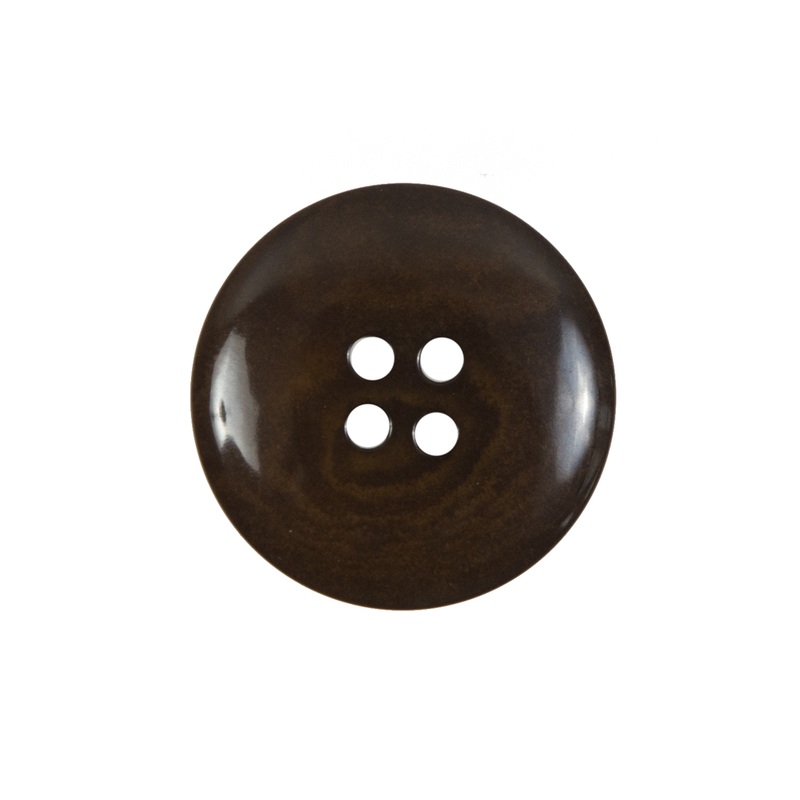 Dark Olive Domed Horn 4-Hole Button – 36L/23mm