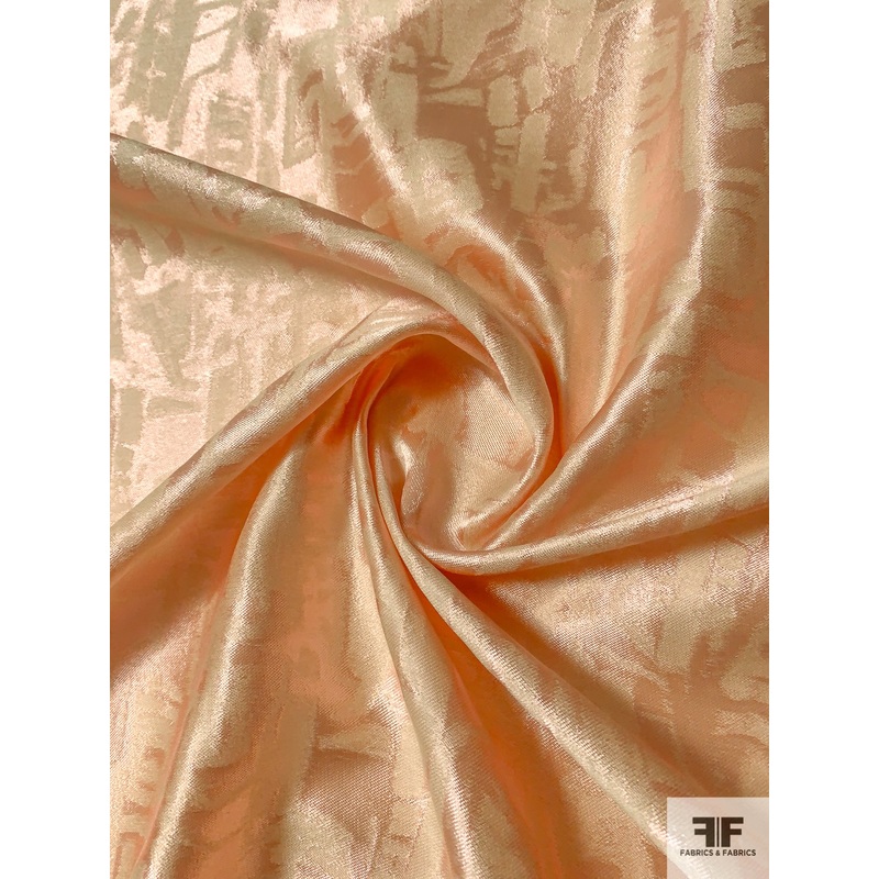 Italian Reversible Abstract Jacquard Brocade – Deep Blushy Peach Fabric by the Yard