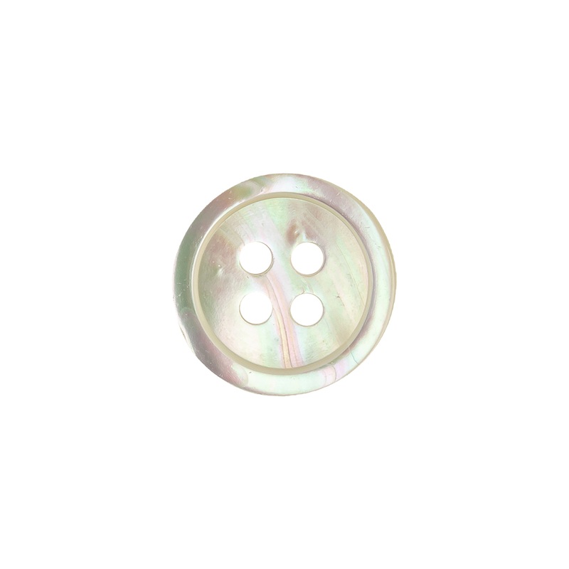 Light Beige Iridescent Narrow Rimmed 4-Hole Plastic Button – 24L/15mm