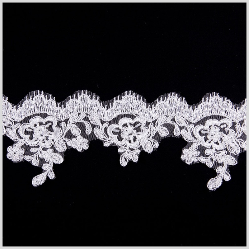 3″ Off-White/Gold Bridal Beaded Lace
