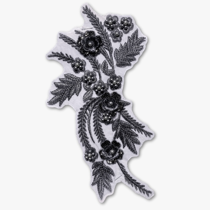 Beaded Bridal Motif – Stylish Slate (Left or Right) Left