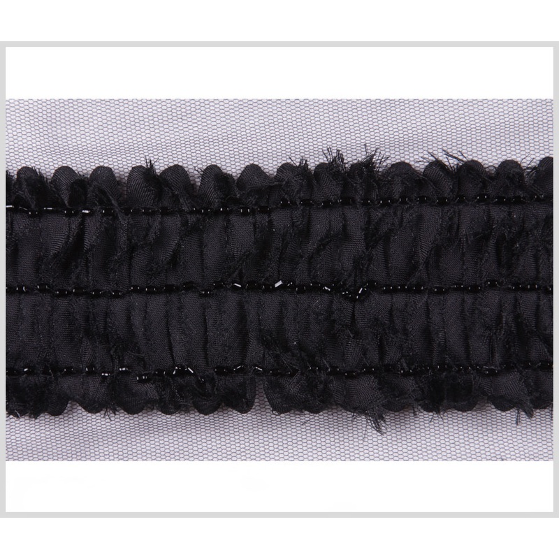 Black Flower Beaded Trim
