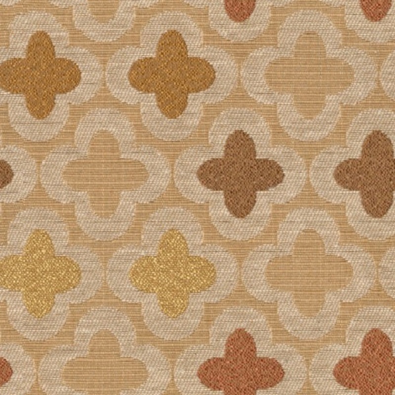 Designtex Bunta Cumin Quatrefoil Pattern Beige Upholstery Fabric Order Product