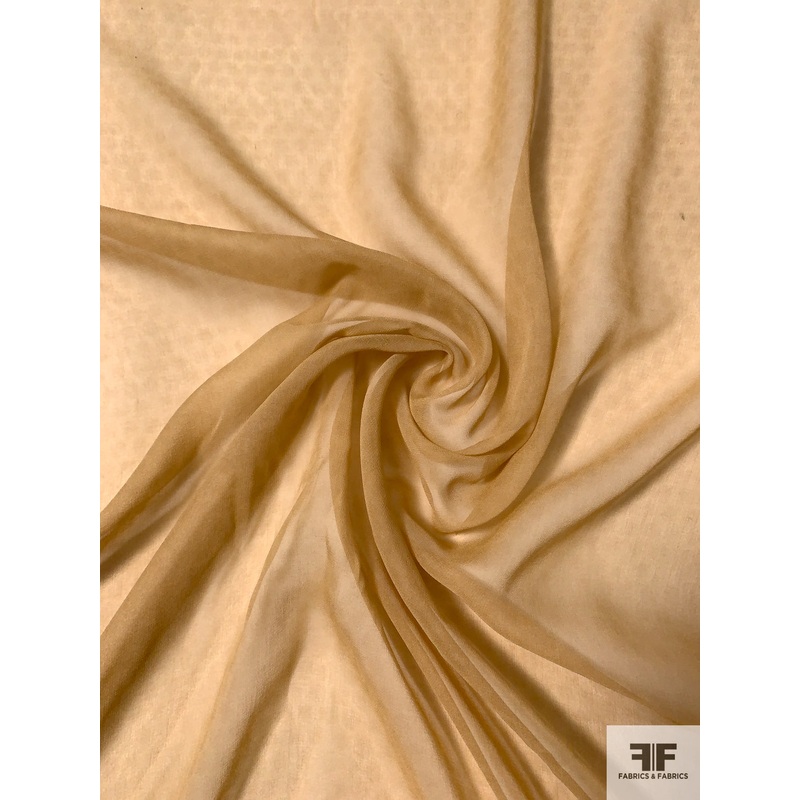 Faintly Dotted Printed Silk Chiffon – Peanut Butter Tan Fabric by the Yard
