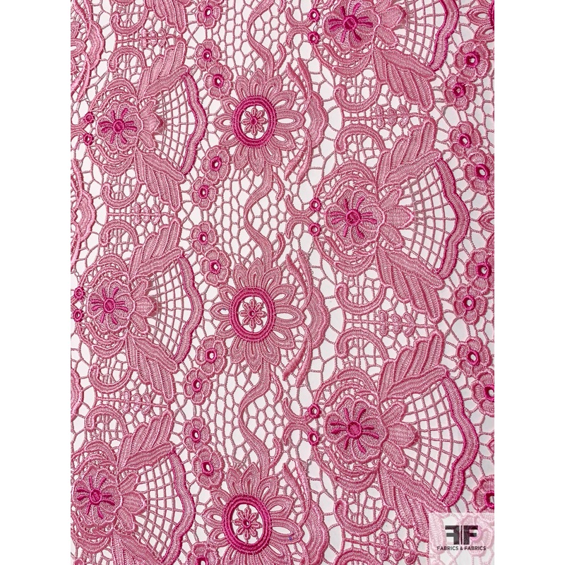 Floral Wings Guipure Lace – Pink / Magenta Fabric by the Yard