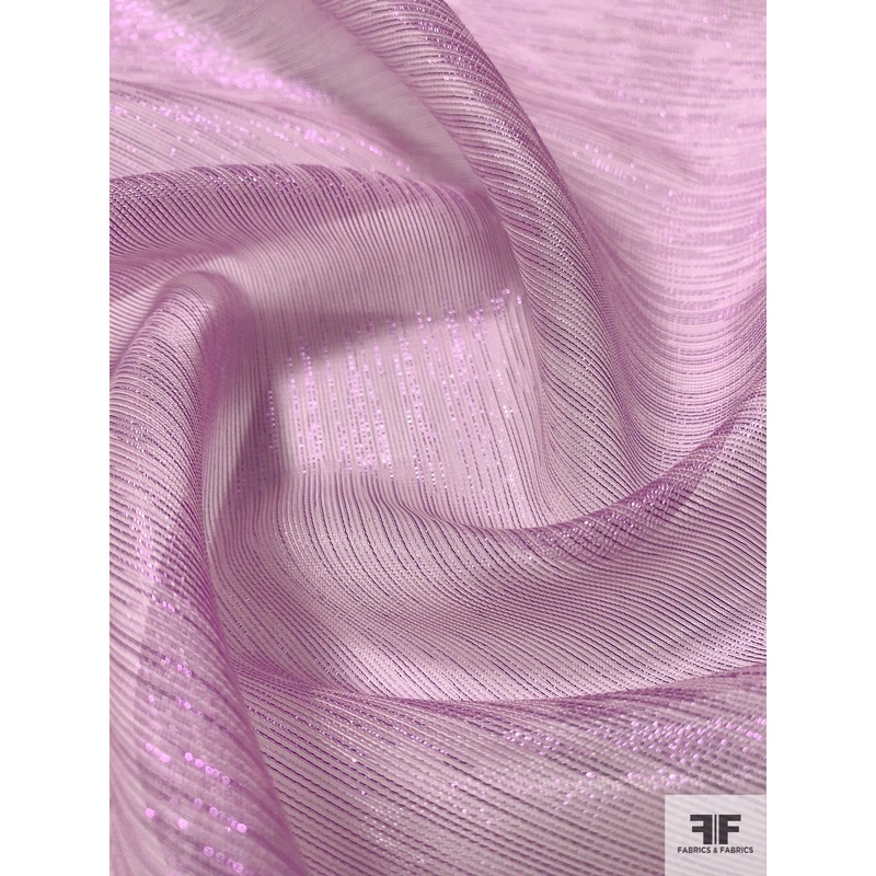 Italian Poly Nylon Horsehair-Organza Lam – Lilac / Metallic Lilac Fabric by the Yard