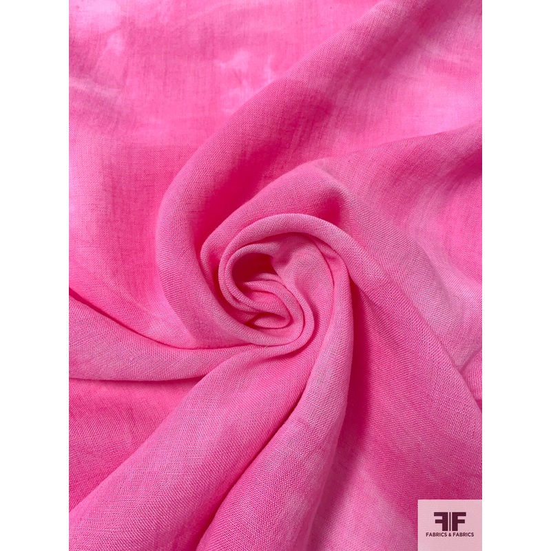 Italian Tie-Dye Printed Linen – Bubblegum Pink Fabric by the Yard