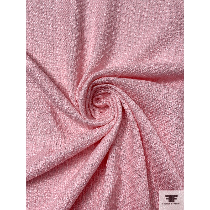 Loosely Woven Spring Tweed Suiting – Pink / Off-White Fabric by the Yard