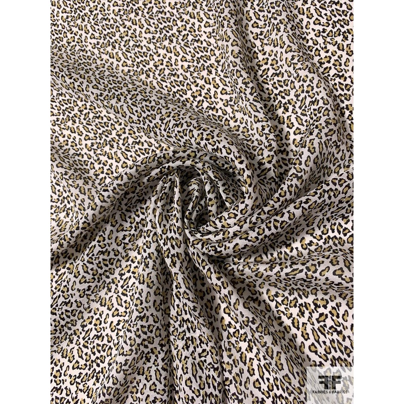 Mini Animal Pattern Printed Silk Georgette – Mustard / Black / White Fabric by the Yard
