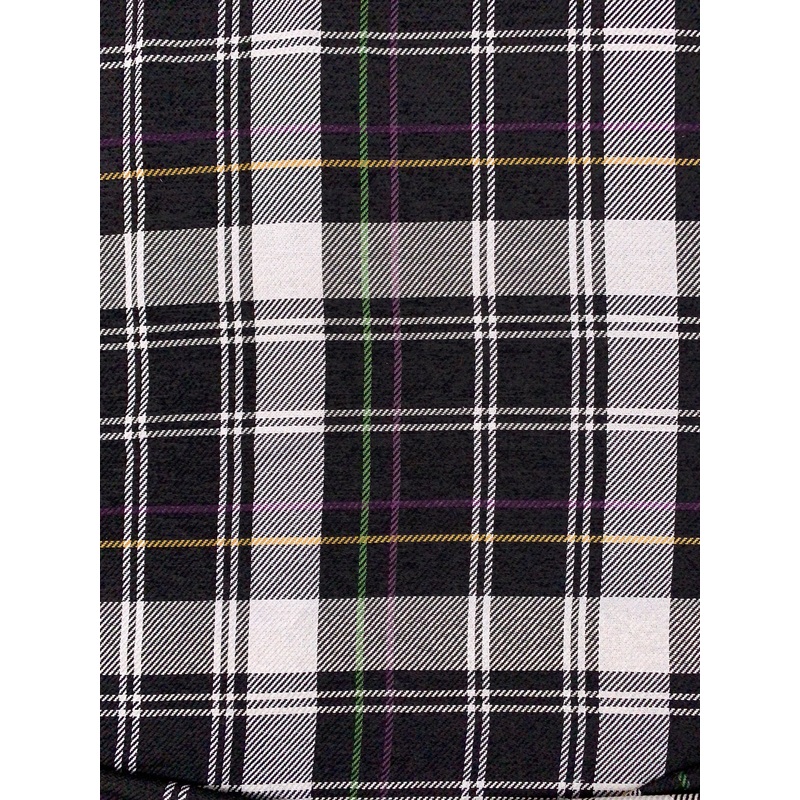 Plaid Chenille-Like Fashion Suiting – Black / Off-White / Purple Turmeric / Green Fabric by the Yard