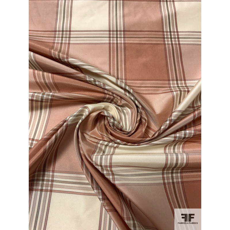 Plaid Yarn-Dyed Silk Taffeta – Dusty Rose / Cream Fabric by the Yard
