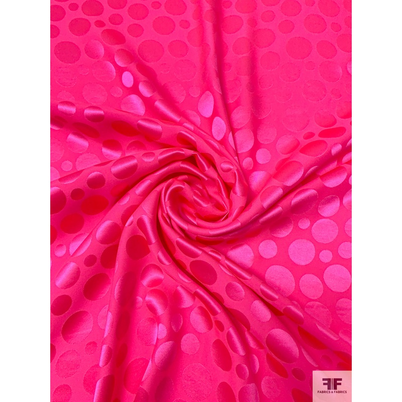 Polka Dots Jacquard Silk Charmeuse – Hot Pink Fabric by the Yard