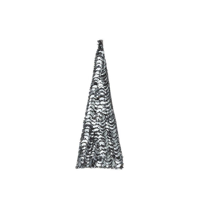 Vintage Gunmetal Sequins and Beads Triangle Applique – 4.875″ x 1.875″