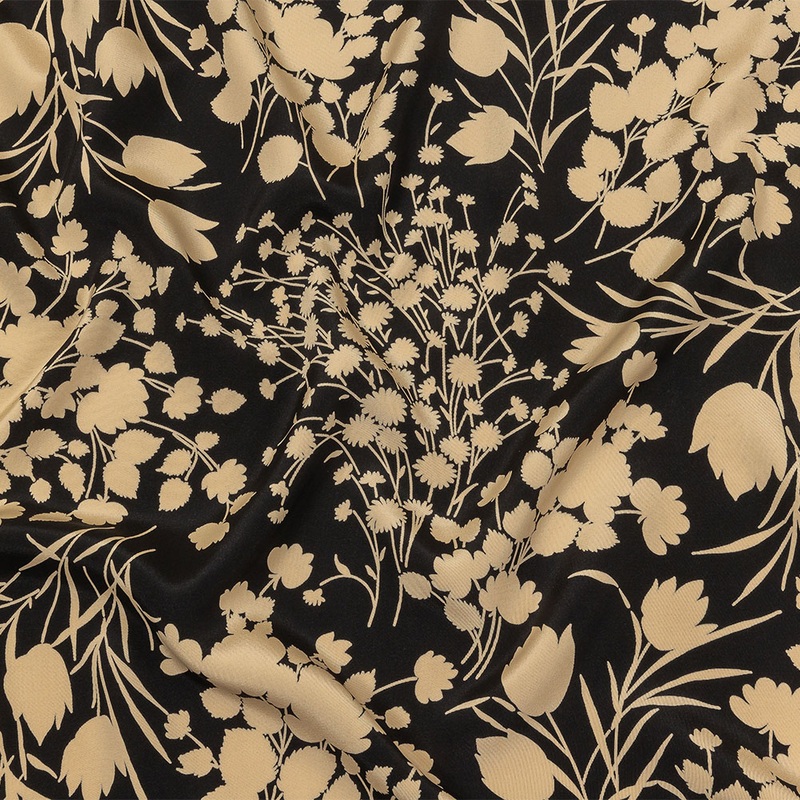 6-Ply Silk Crepe Print by The Row – Black and Cream Floral