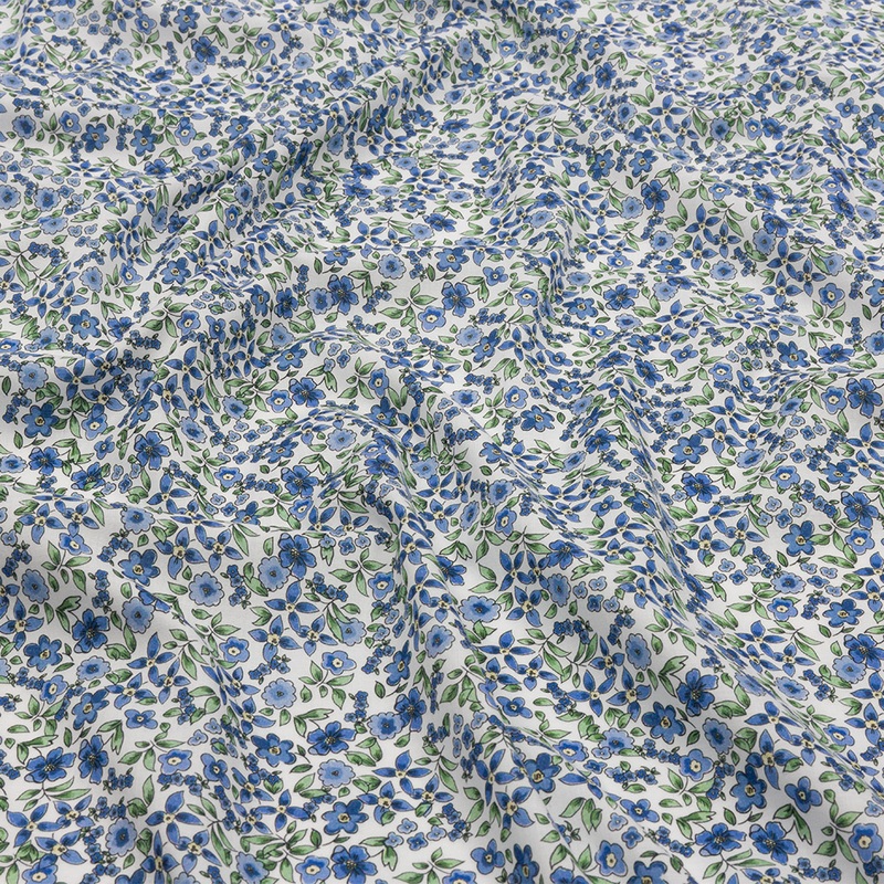 Cotton Voile – Blue Floral – Botanical Stroll Print – Mood Exclusive Secret Garden Collection