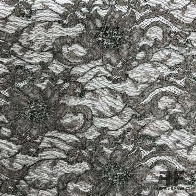 Delicate Floral Lace – Grey/Green Fabric by the Yard