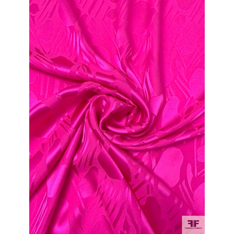 Graphic Jacquard Silk Charmeuse – Magenta Fabric by the Yard