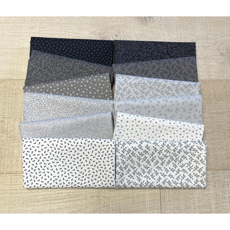 Grey is Back – Fat Eighth Bundle – 12 Pieces – 9.75″ x 21″ Each
